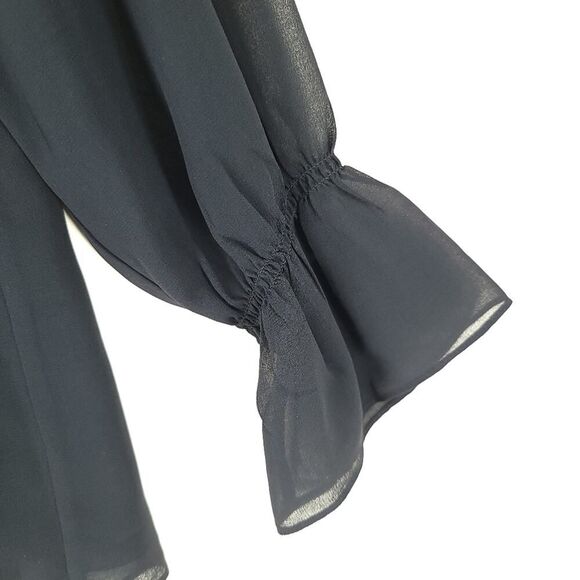 Calvin Klein Black Chiffon V-Neck Blouse Medium - Picture 5 of 8